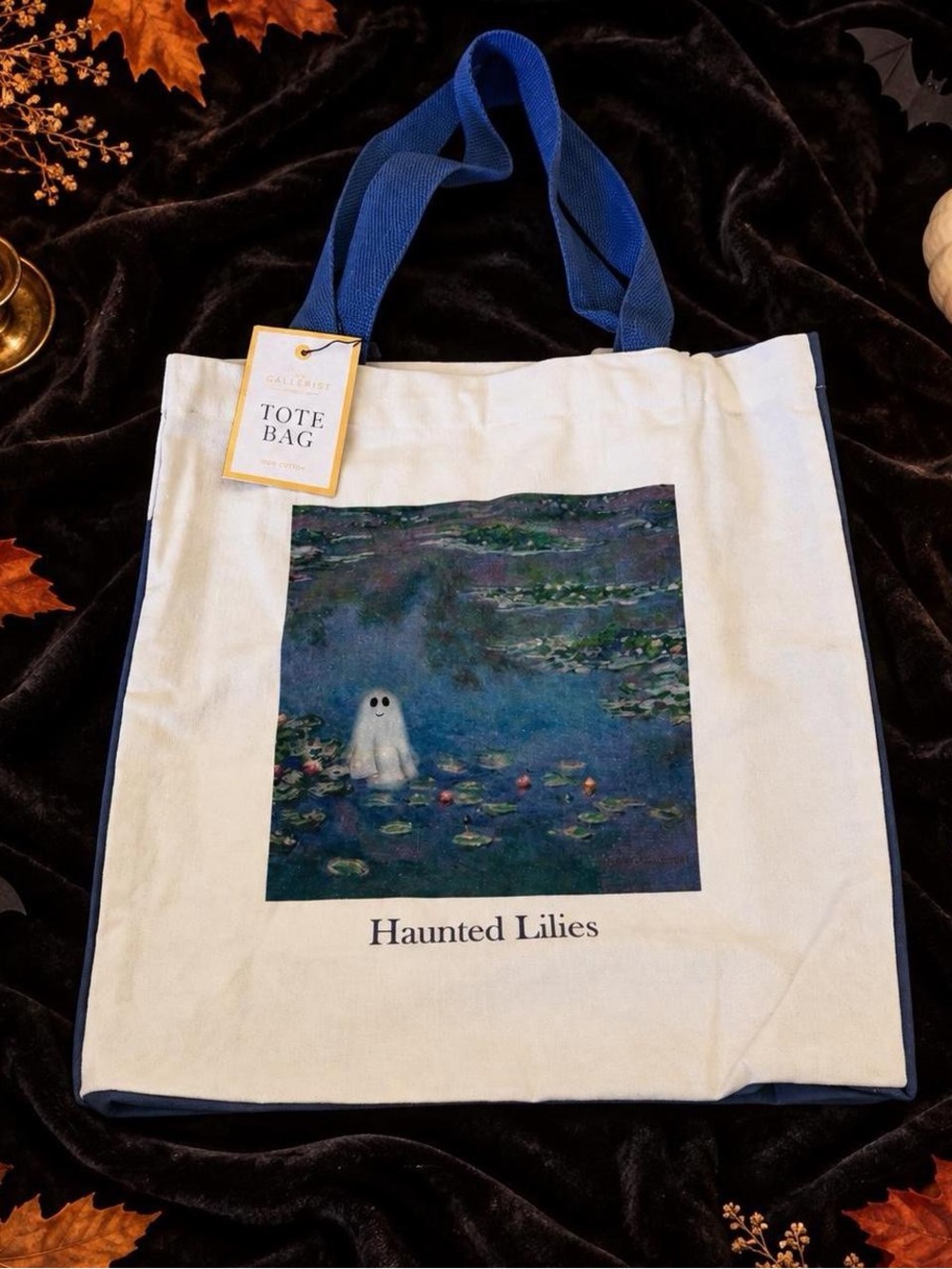 NWT Haunted Lilies Ghost Art Cotton Tote Bag